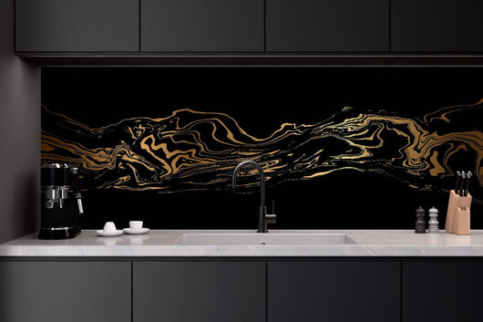 Küchenrückwand - Abstrakte Gold-Schwarz-Textur