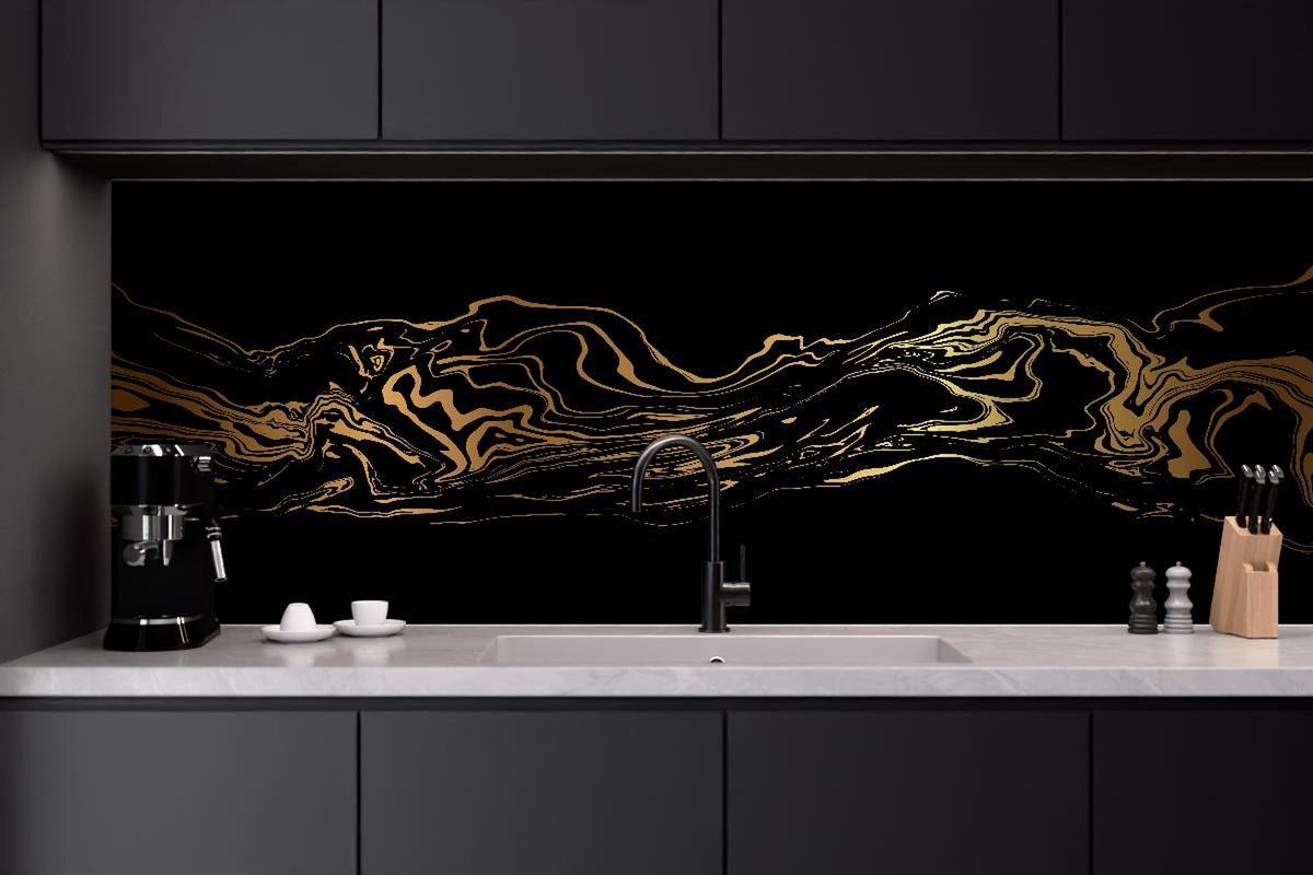Küchenrückwand - Abstrakte Gold-Schwarz-Textur