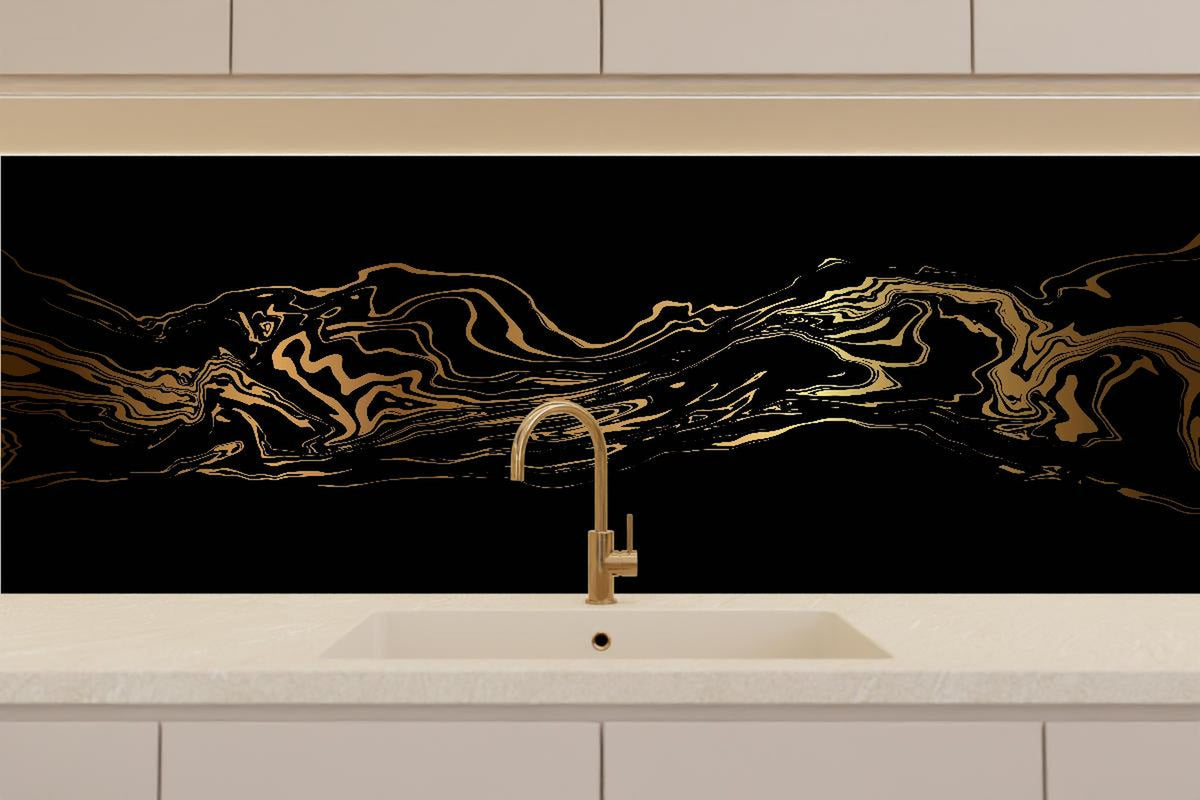 Küchenrückwand - Abstrakte Gold-Schwarz-Textur