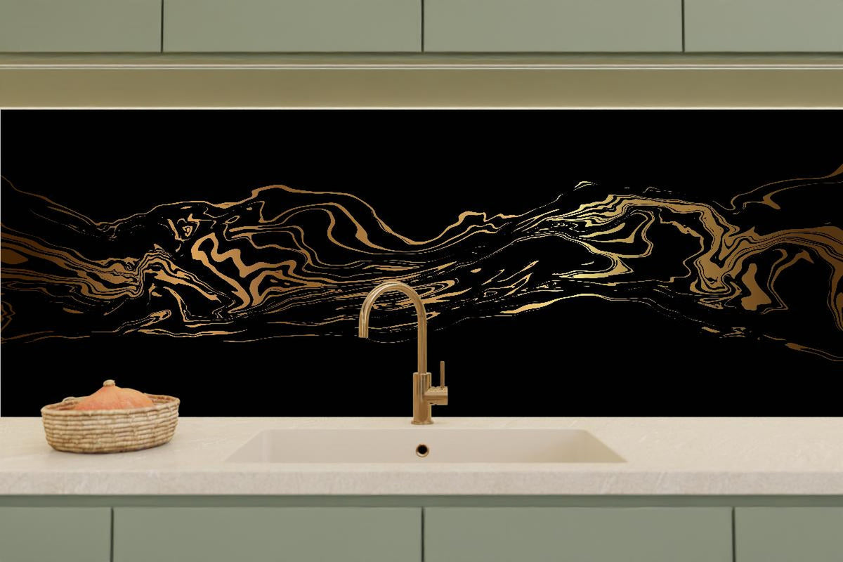 Küchenrückwand - Abstrakte Gold-Schwarz-Textur