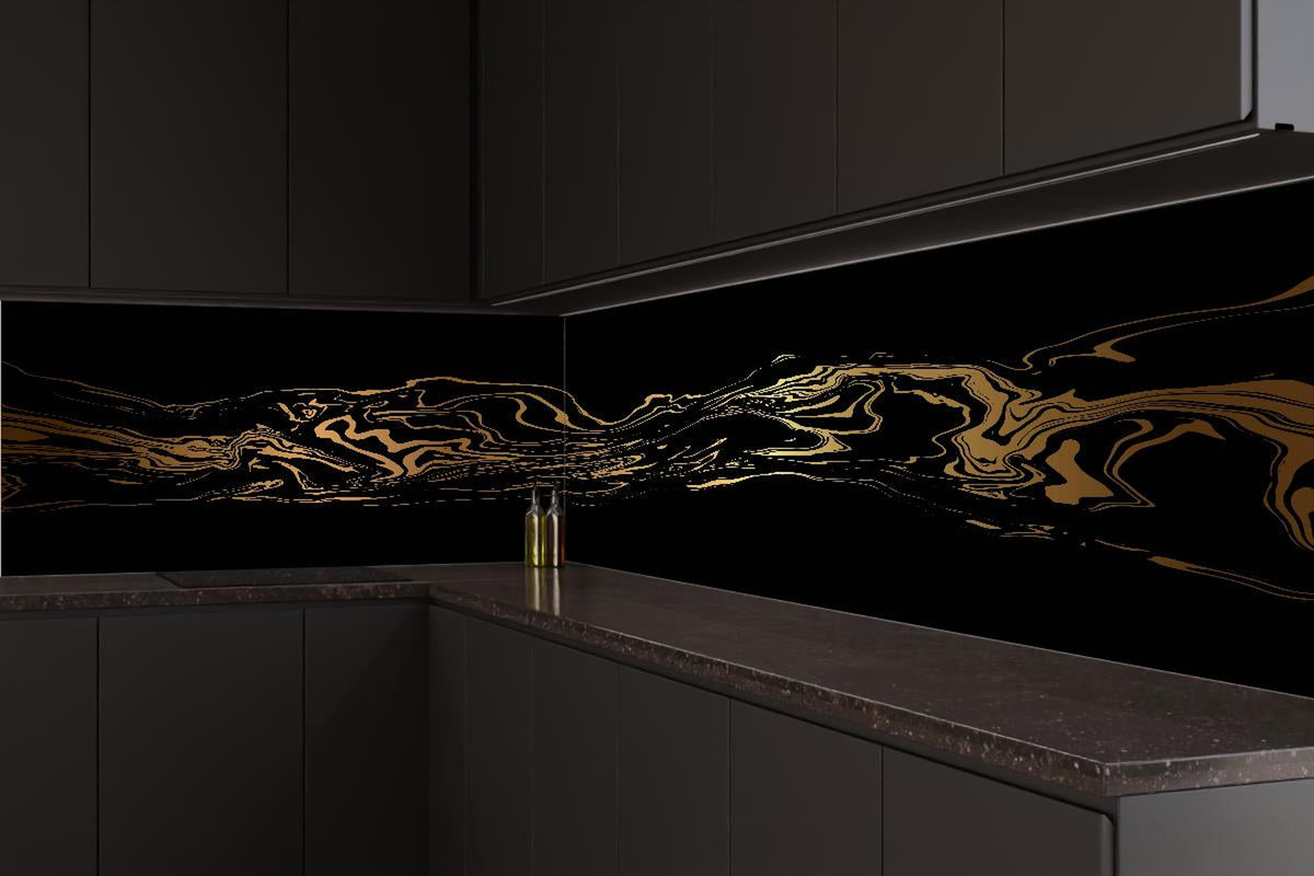 Küchenrückwand - Abstrakte Gold-Schwarz-Textur