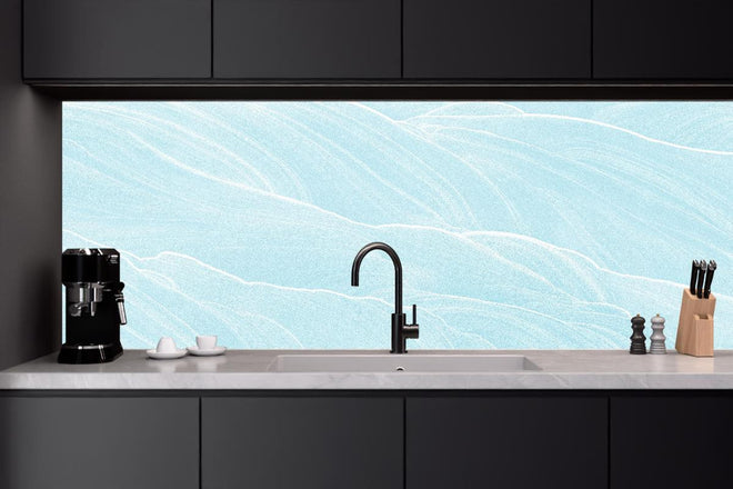 Küchenrückwand - Abstrakte blaue Wellen Muster