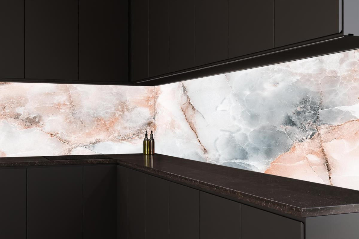 Küchenrückwand - Abstrakter Marmor mit Rot-Grauen Naturfarben