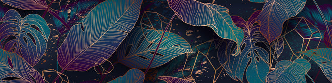 Küchenrückwand - Abstraktes Blattwerk in leuchtenden Farben