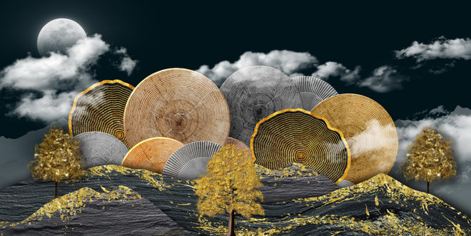 Küchenrückwand - Abstraktes Landschaftsmuster - Nächtlich