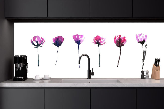 Küchenrückwand - Abstraktes modernes Blumenset
