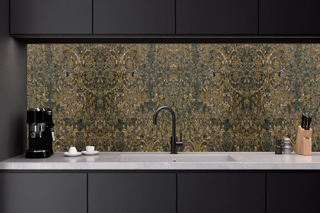 Küchenrückwand - Alt schwarze anthrazit Fliesenmuster