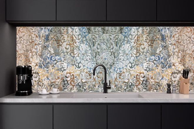 Küchenrückwand - Alte Abstrakte Vintage Shabby Retro Stein Mosaik