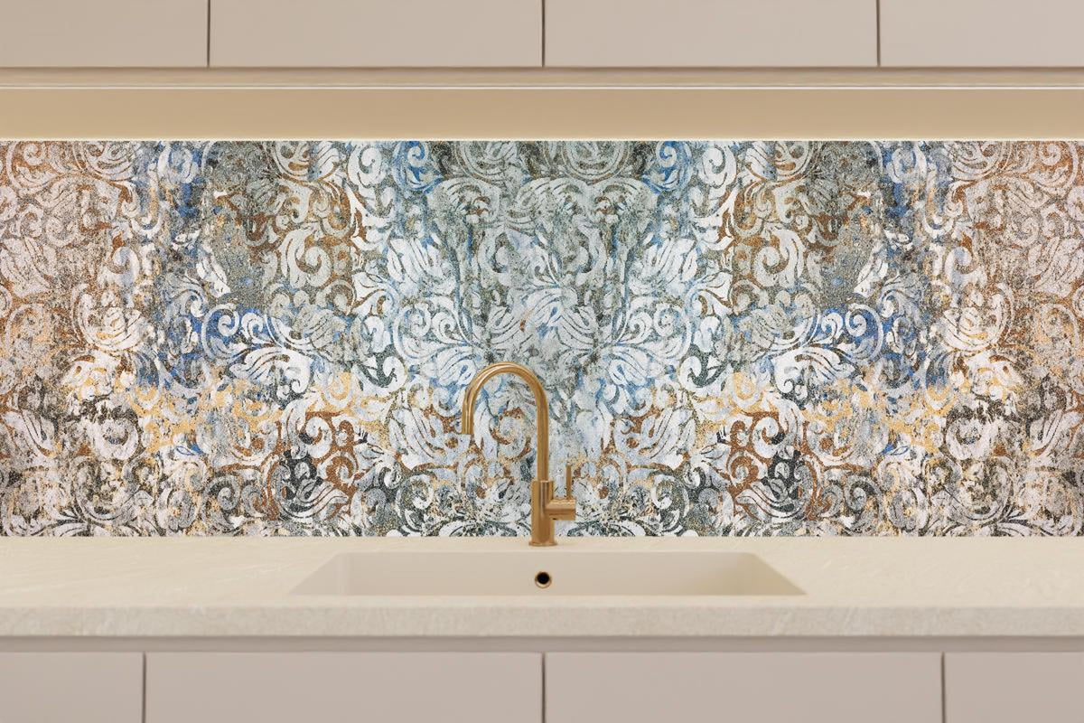 Küchenrückwand - Alte Abstrakte Vintage Shabby Retro Stein Mosaik