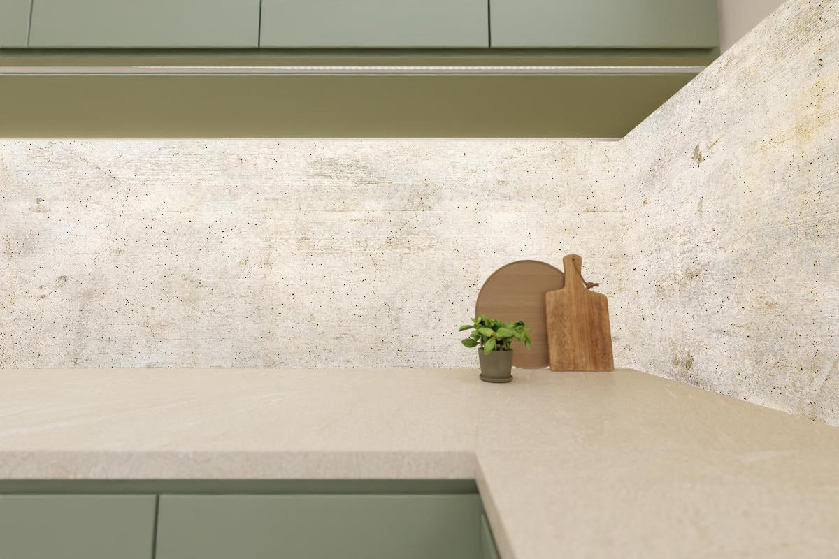 Küchenrückwand - Alte Betonwandtextur mit Holzmaserung