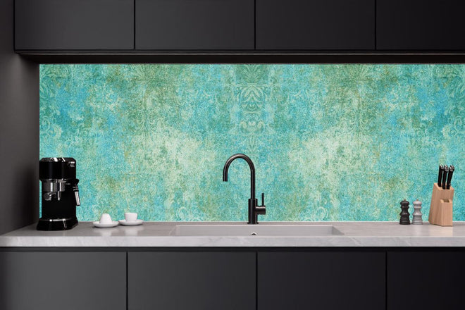 Küchenrückwand - Alte blaugrüne Vintage-Fliesen