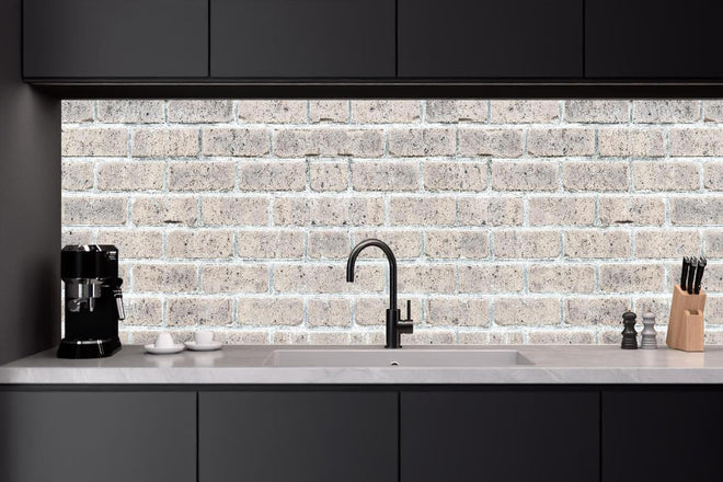 Küchenrückwand - Alte weiße Vintage Backsteinmauer