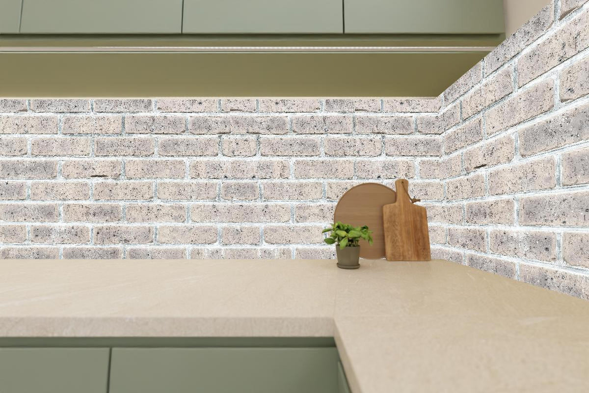 Küchenrückwand - Alte weiße Vintage Backsteinmauer