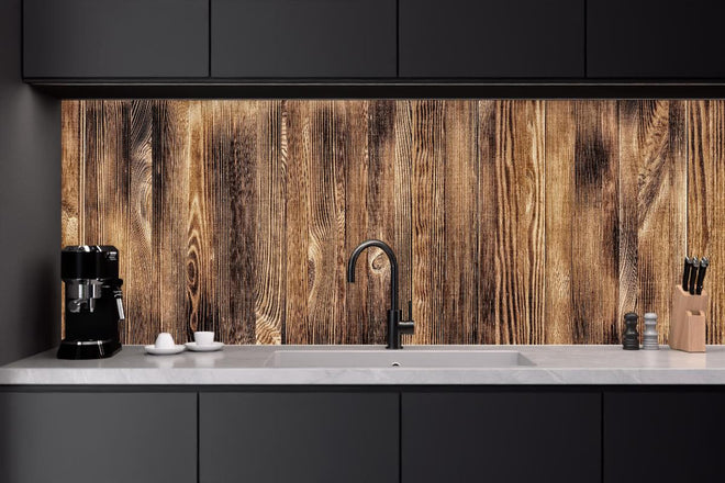 Küchenrückwand - Angebrannte Naturholzplatte