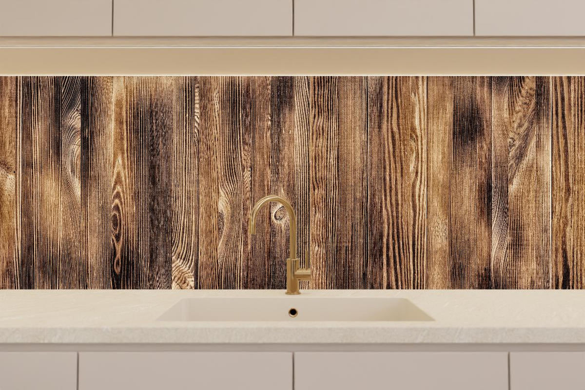 Küchenrückwand - Angebrannte Naturholzplatte