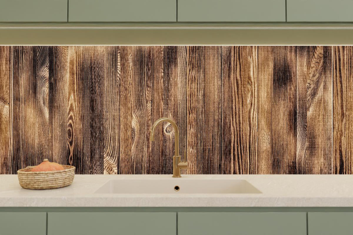 Küchenrückwand - Angebrannte Naturholzplatte