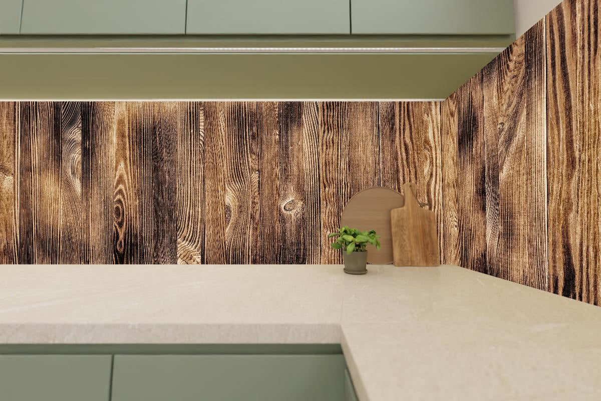 Küchenrückwand - Angebrannte Naturholzplatte
