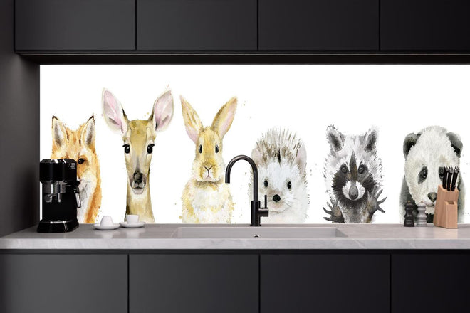 Küchenrückwand - Aquarell-Tier-Set