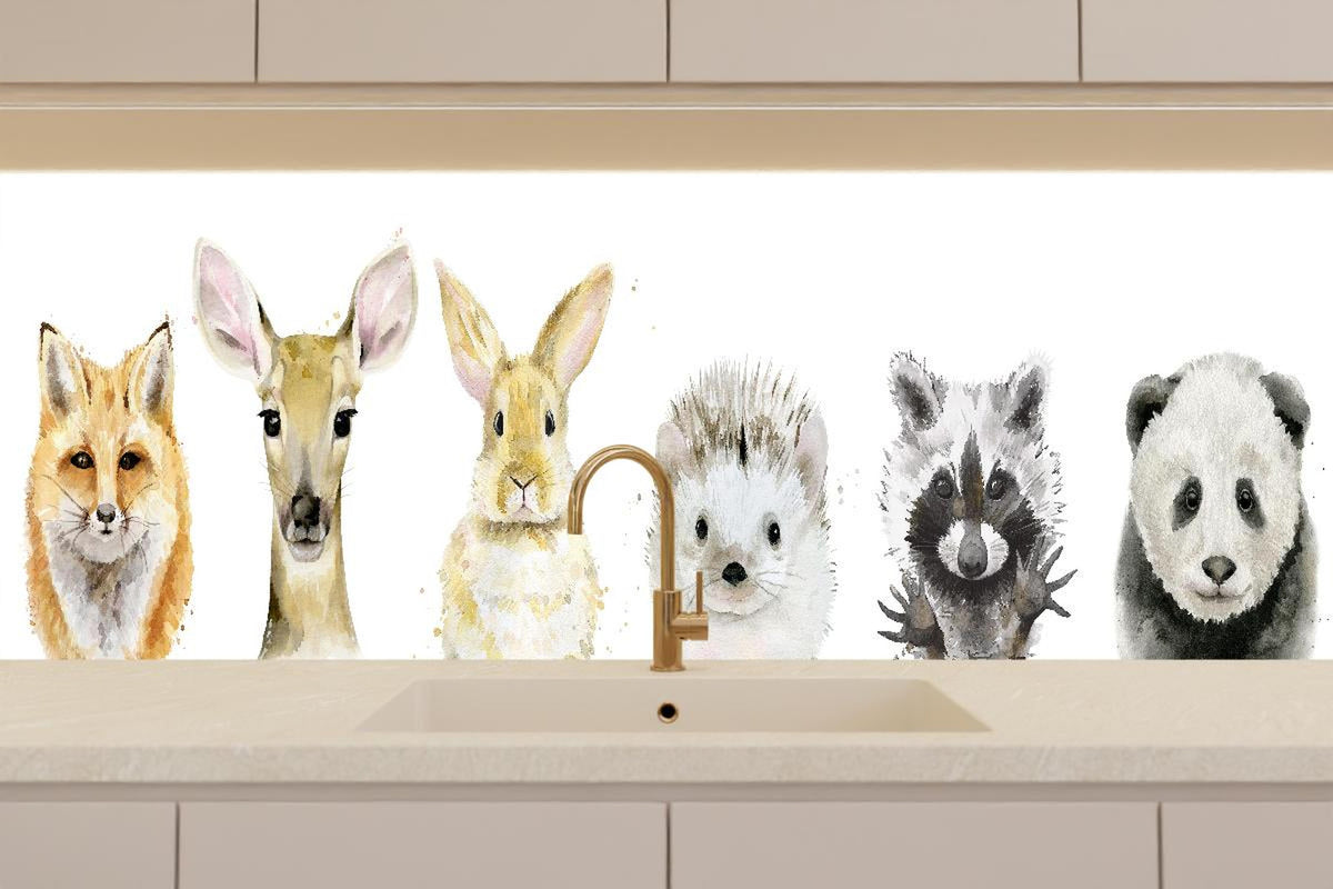 Küchenrückwand - Aquarell-Tier-Set