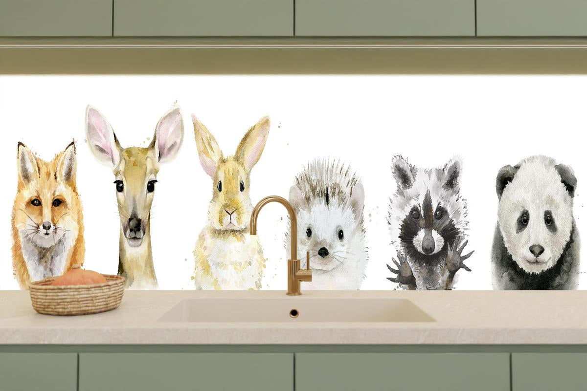 Küchenrückwand - Aquarell-Tier-Set