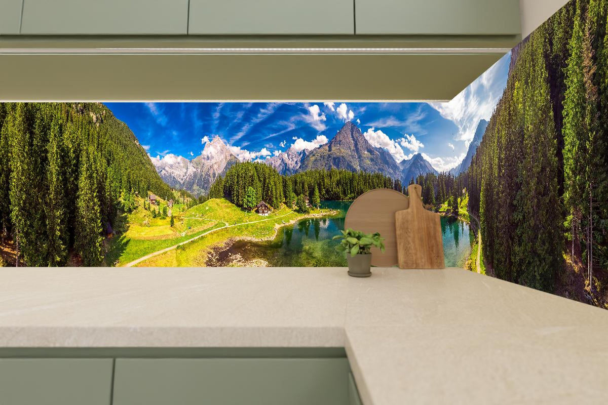 Küchenrückwand - Arnisee mit Schweizer Alpen