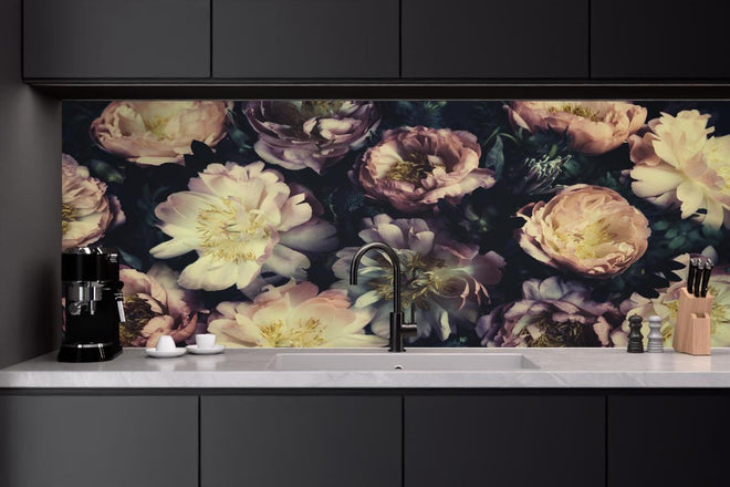 Küchenrückwand - Atemberaubende Pfingstrosen