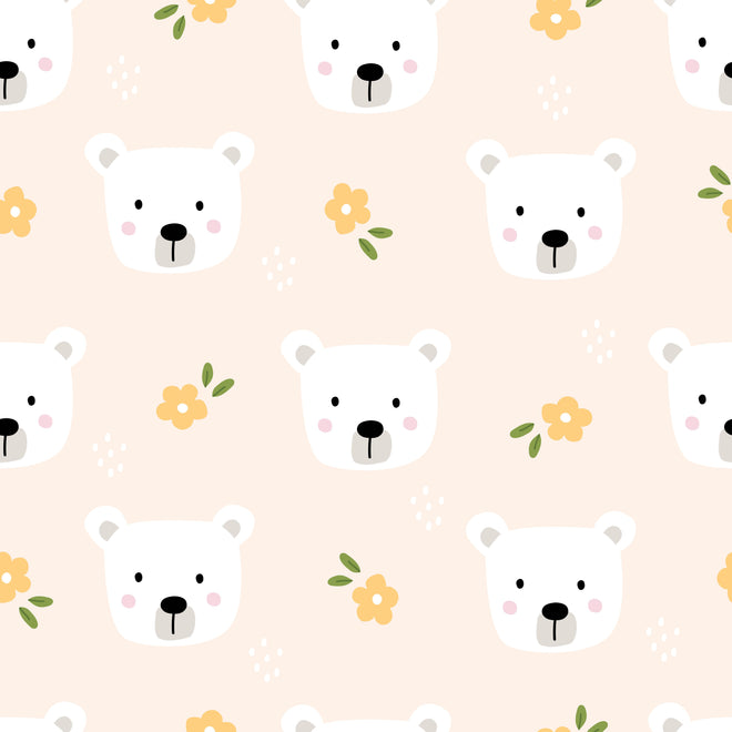 Küchenrückwand - Bärenkopf Muster Rosa Creme