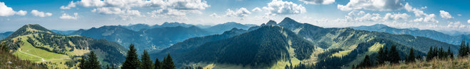 Küchenrückwand - Beeindruckendes Alpenpanorama in Grün-Blau