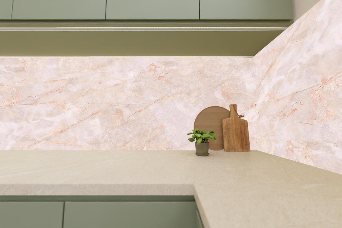 Küchenrückwand - Beige-Rosa Marmorstein