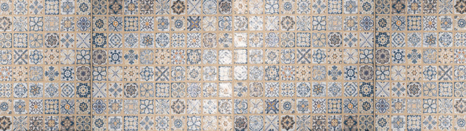 Küchenrückwand - Beige-blau Vintage Mosaik