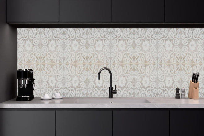 Küchenrückwand - Beiges quadratisches Mosaikmotiv