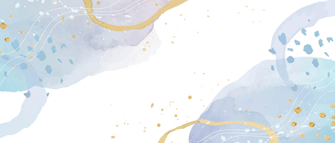 Küchenrückwand - Blau-Goldenes Aquarell Kunstwerk Muster