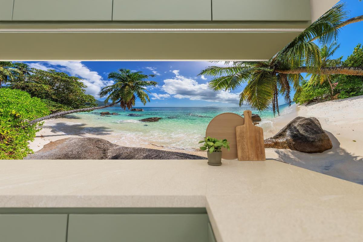 Küchenrückwand - Blick auf den schönen tropischen Strand