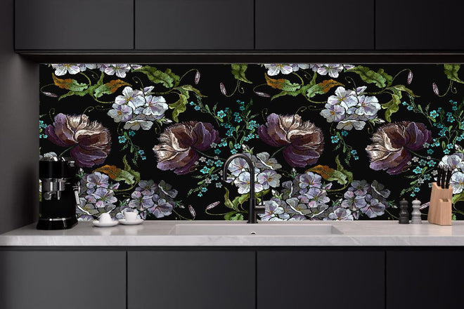 Küchenrückwand - Blüten in der Nacht