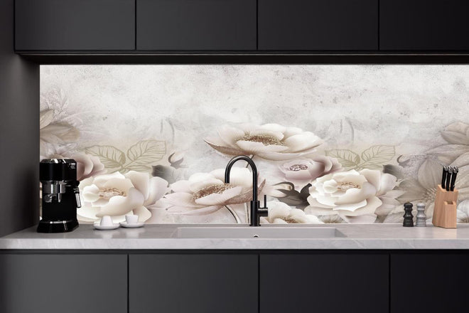 Küchenrückwand - Blumengemälde