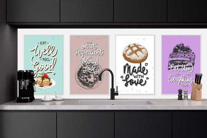 Küchenrückwand - Bunte Backkunst Sprüche Poster Serie