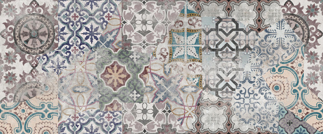 Küchenrückwand - Bunte alte Retro-Wand Fliesen