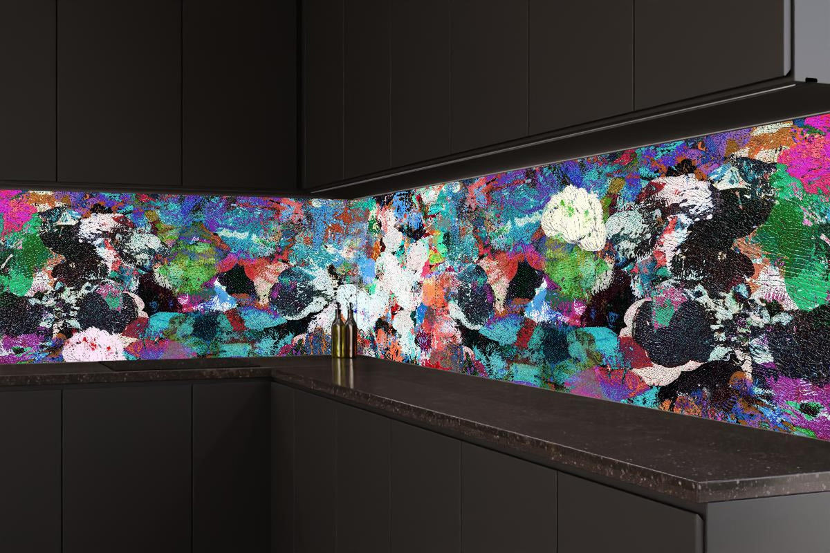 Küchenrückwand - Bunte lebendige Kunst