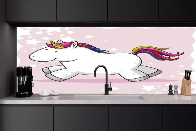 Küchenrückwand - Buntes Einhorn Plüschtier Design