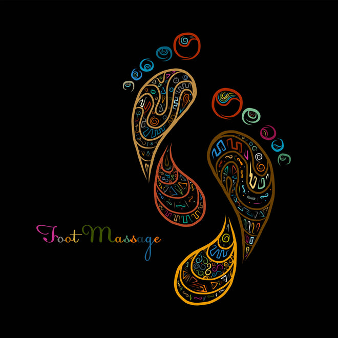 Küchenrückwand - Buntes Fußmassage Bild in Grau- und Weißtönen