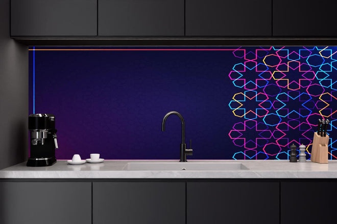 Küchenrückwand - Buntes Neon Eid Mubarak Design