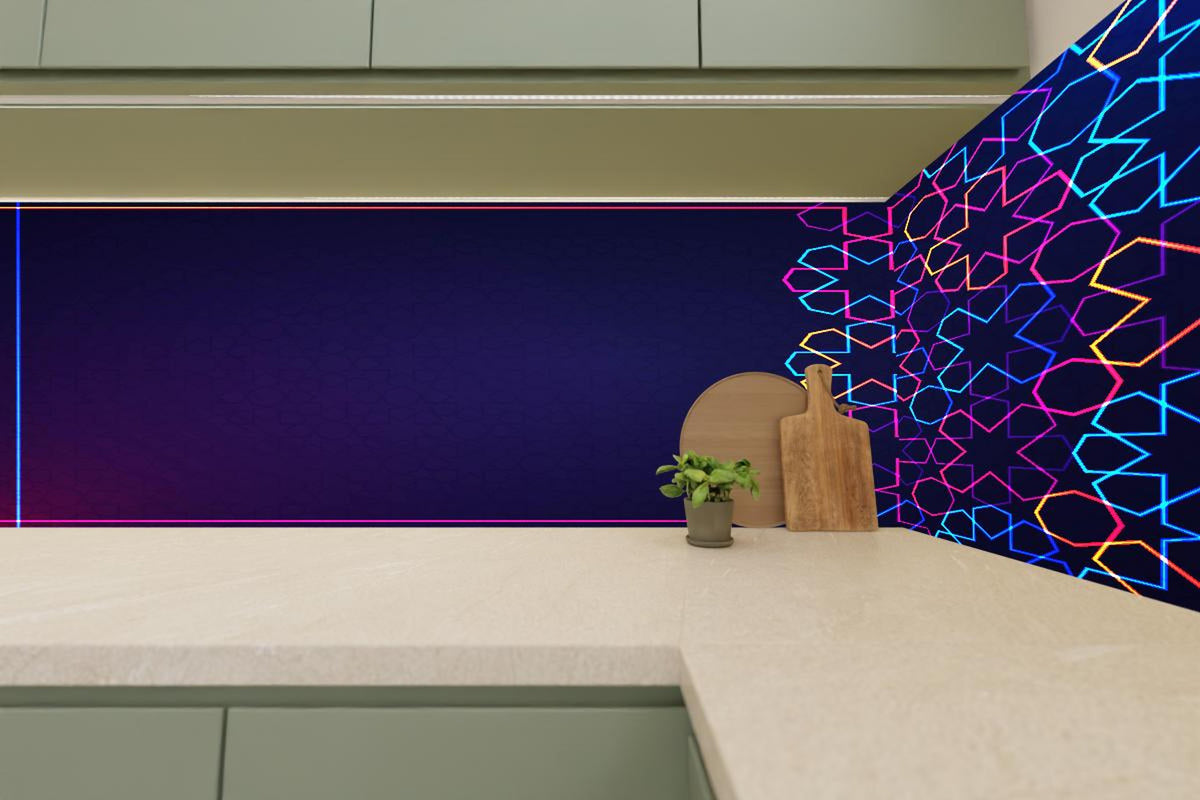 Küchenrückwand - Buntes Neon Eid Mubarak Design