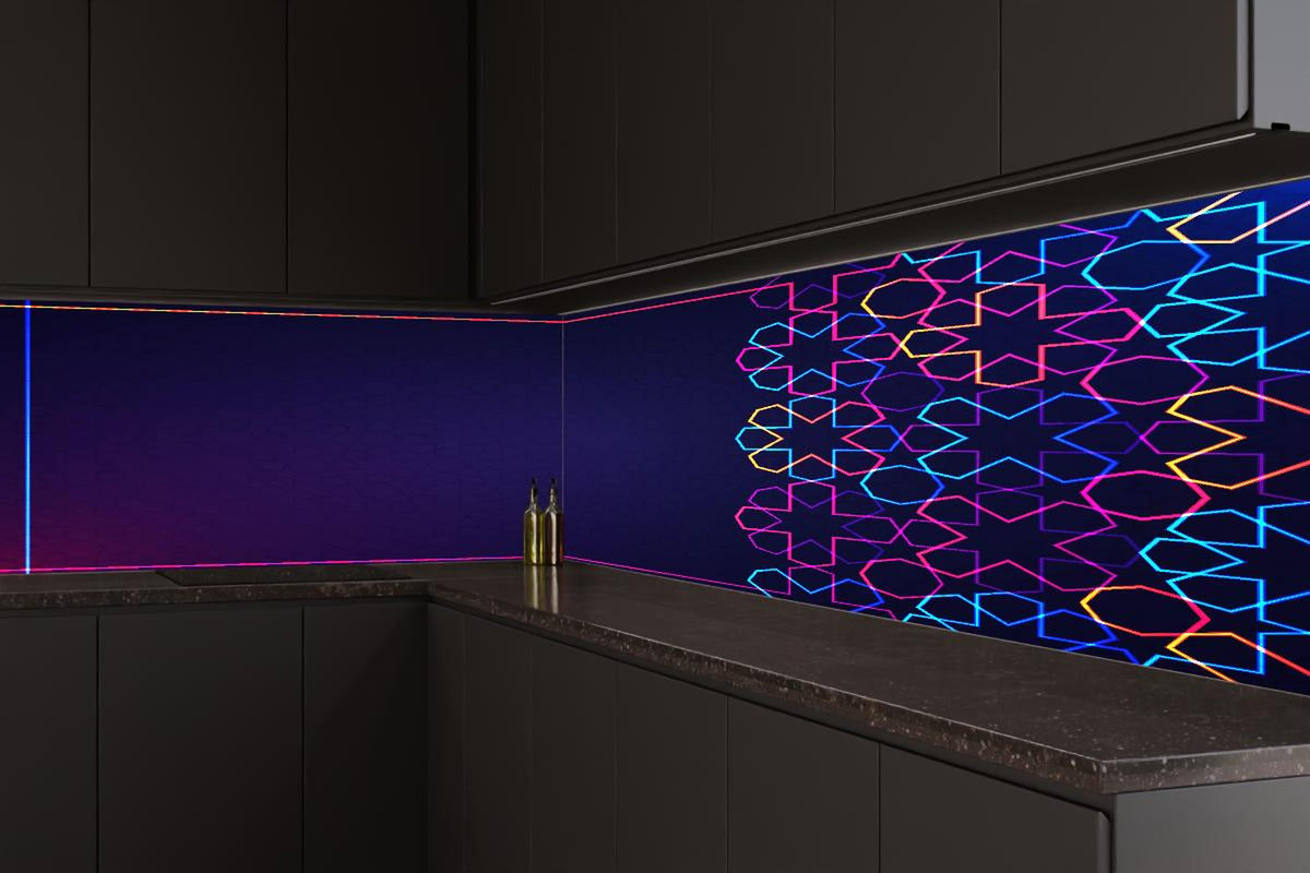 Küchenrückwand - Buntes Neon Eid Mubarak Design