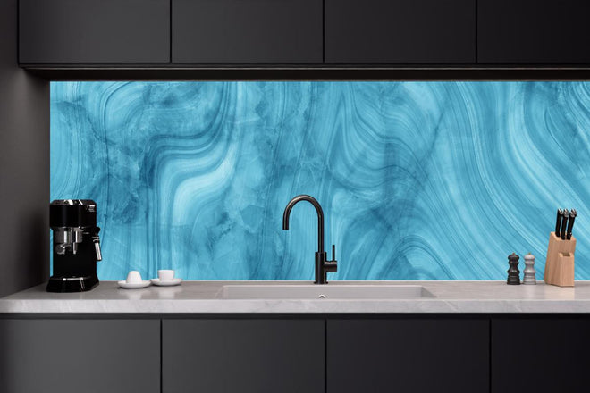 Küchenrückwand - Dunkelblaues Marmor Muster