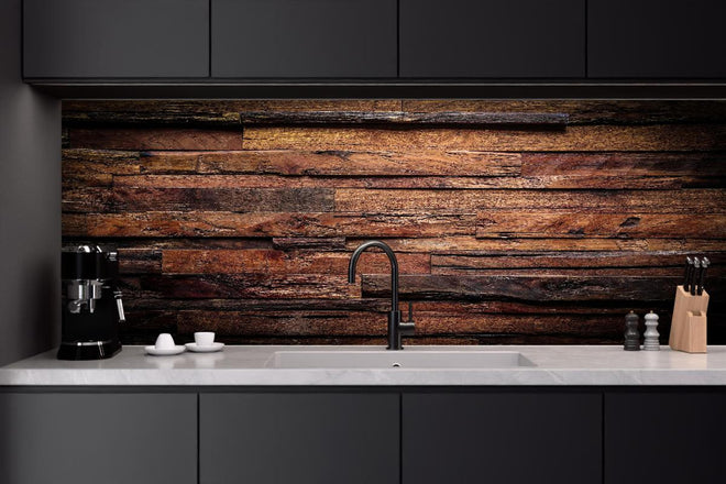Küchenrückwand - Dunkle Holztextur