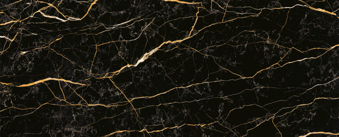 Küchenrückwand - Edler Schwarzer Marmor mit Goldadern
