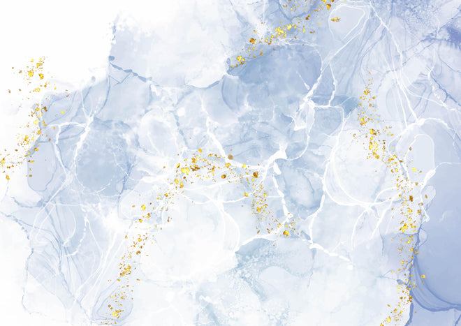 Küchenrückwand - Eisiges Blau mit Goldakzenten