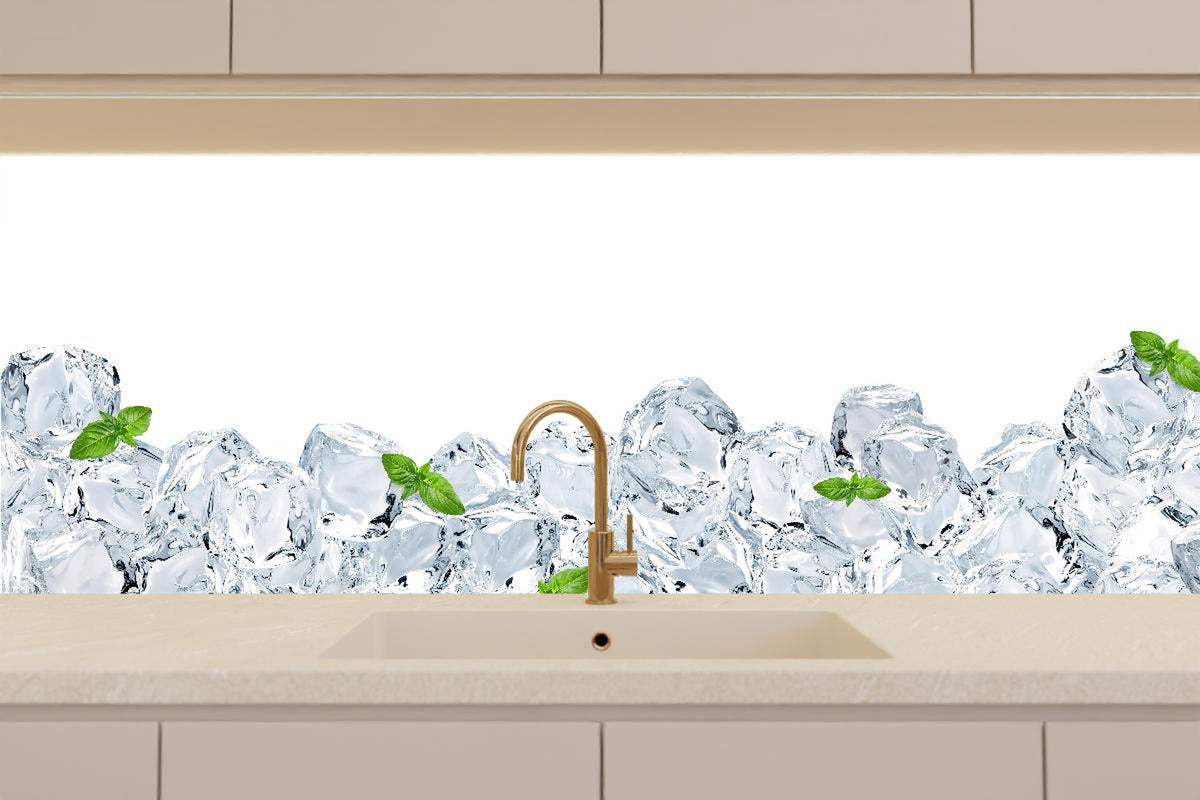 Küchenrückwand - Eiswürfel mit einem hauch Minze