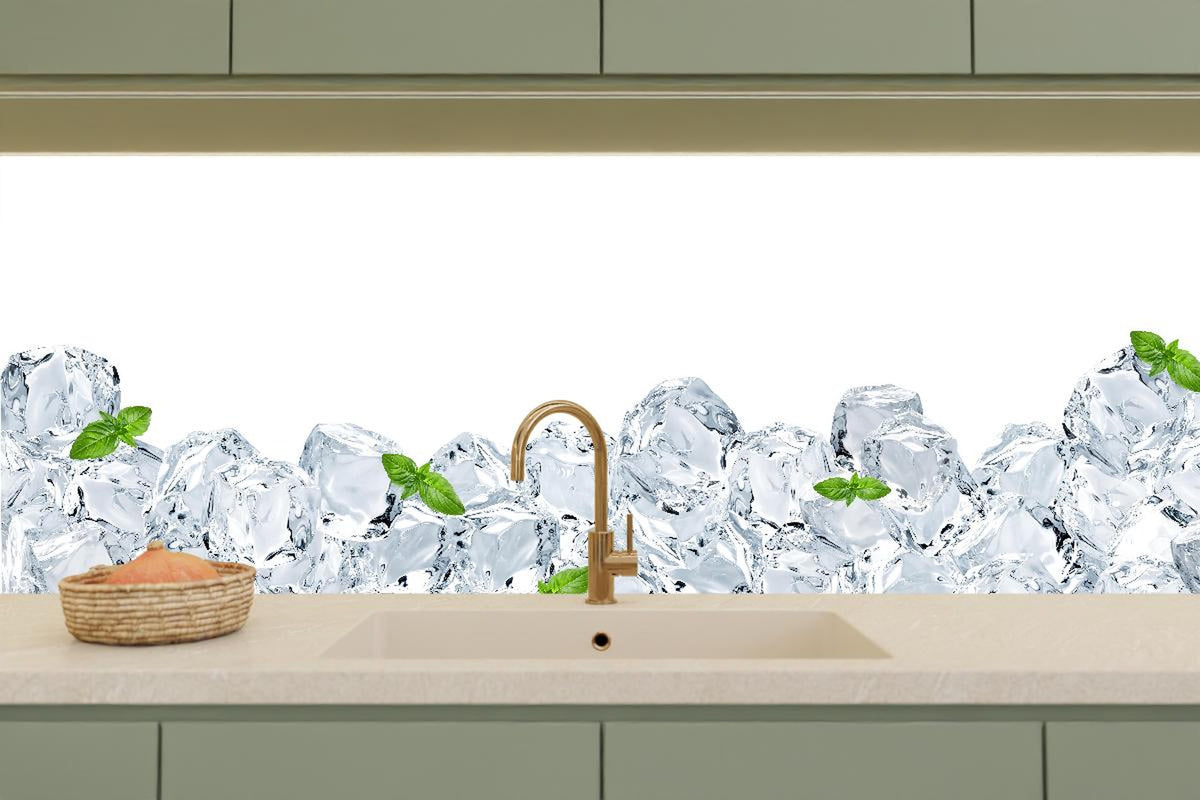 Küchenrückwand - Eiswürfel mit einem hauch Minze