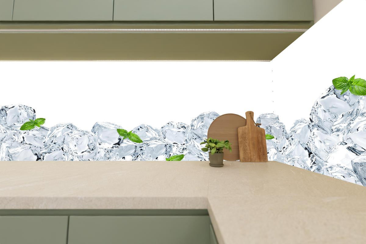 Küchenrückwand - Eiswürfel mit einem hauch Minze